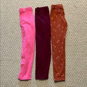 CAT & JACK UGC Lot of 3 Size Medium 7/8 Pink Red Brown Heart Leggings Set